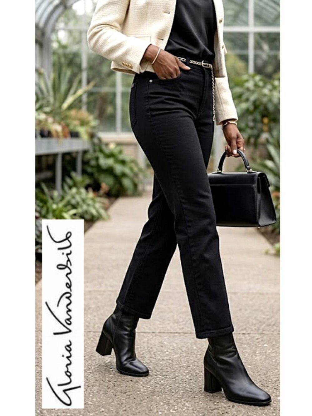 GLORIA VANDERBILT - Black stretch ankle jeans Amanda style - Picture 2 of 10